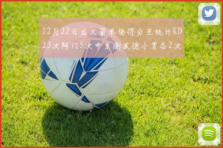 12月22日后火箭单场得分王统计KD23次阿门5次申京谢泼德小贾各2次